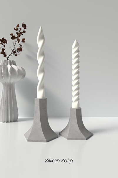 Cageartstudio Beton Mumluk Şamdan Silikon Kalıp 2li - Mumluk Silikon Kalıp 2l...