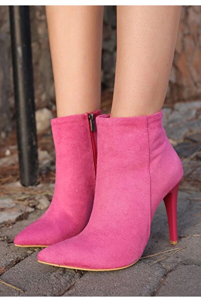 Erbilden Fuchsia Suede Blan Heeled Boots