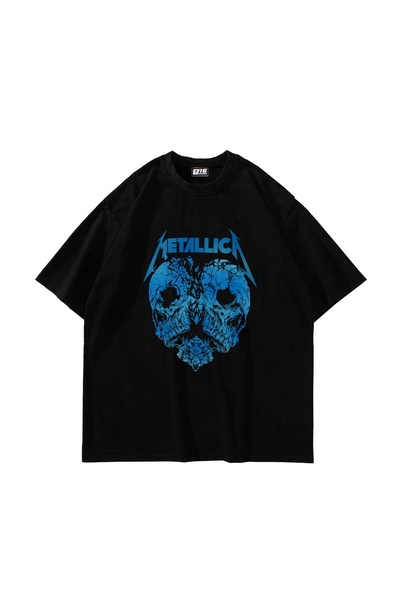 Bak Moda Metallica Skull head V2 Štampano Oversize kroj Unisex crna majica