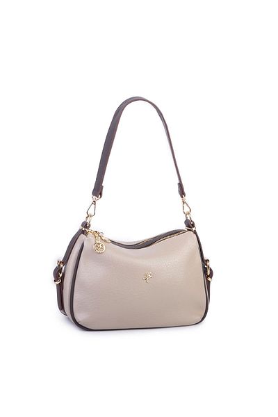 Nas Bag Geantă de umăr și crossbody pentru femei Design elegant cu mai mulți ochi (28x18 cm) Victoria maro nisip