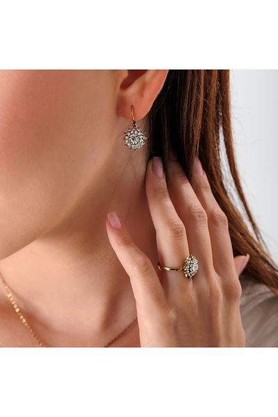 Atelier LEO Handmade Jewellery طقم مجوهرات كلاسيكي من الأقراط والقلادة مصنوع يدويًا من حجر الكريستال المقاوم للبهتان طقم مجوهرات نسائية