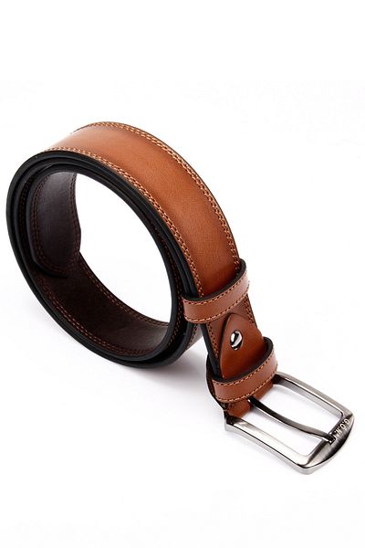 GÖNDERİ(R) Men's Tan Antique 4.5 cm Stitched Jeans Belt