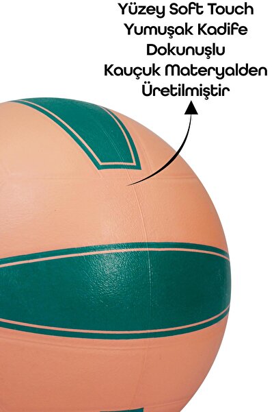 Telvesse All Court Voleybol Topu Pompa Dahil Set Kauçuk Dikişsiz Yekpare Üretim İç Dış Mekan NO:5 Pembe