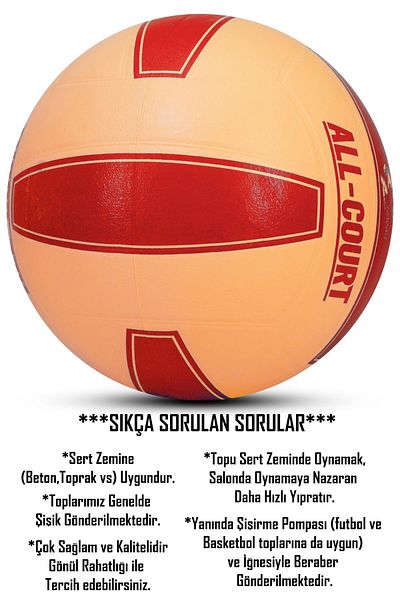 Telvesse All Court Volleyball Ball, Pump Included, Rubber Seamless Unibody No:5 Red