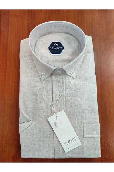 ADVANTE Güncüoglu 100% Cotton Short Sleeve Pocket Collar Buttoned Solid Color Classic Men's Shirt