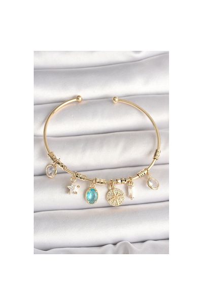 Skygo Zircon Detail Gold Color Brass Bracelet - Tj-Bb6886
