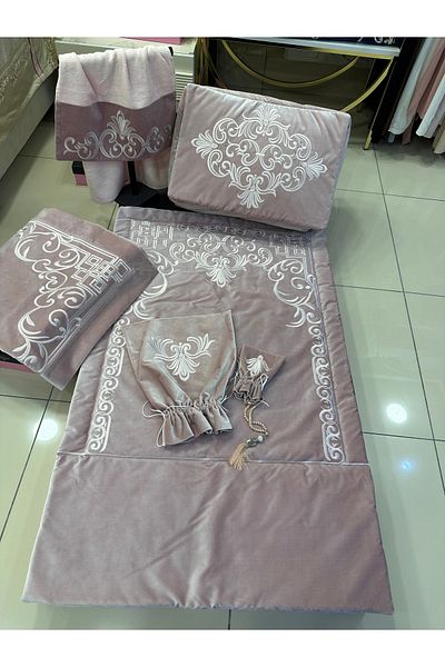 incisecrethome 7 Piece Prayer Rug Set, Silky Pudding and Pink