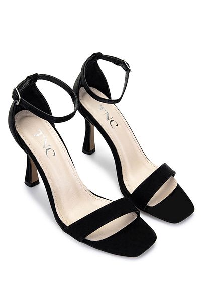 Tamer Tanca Women's Vegan Black Satin Heeled Shoes