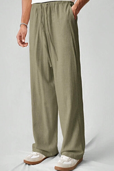 North London Erkek Keten Karışımlı Oversize Bol Paça Pantolon