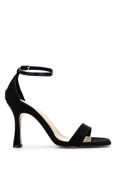 Tamer Tanca Women's Vegan Black Satin Heeled Shoes