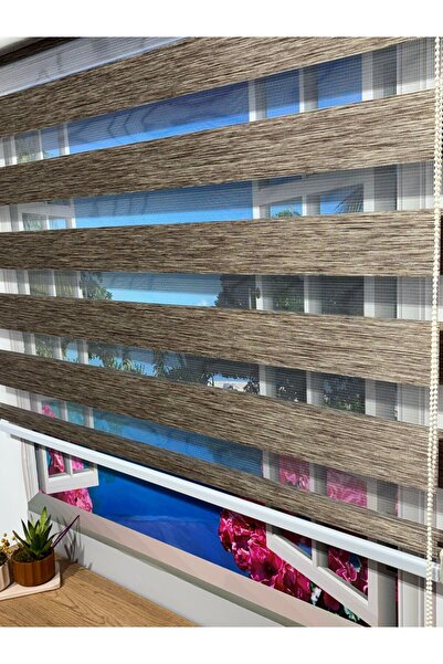 winella Ithal Bambu Kahverengi Bambu Stor Zebra Perde Etek Dilimsiz