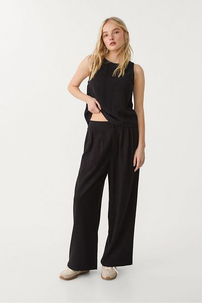 Stradivarius Flowing linen blend racerback top