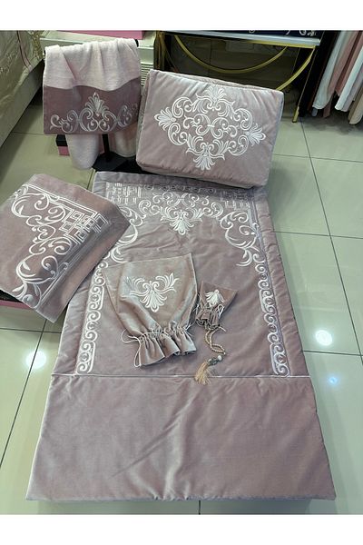 incisecrethome 7 Piece Prayer Rug Set, Silky Pudding and Pink