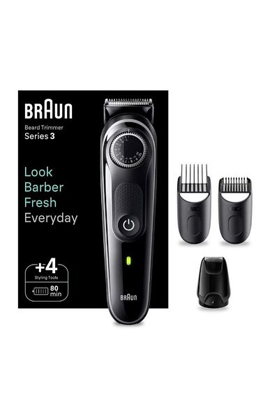 Braun Aparat de tuns barba Braun Beard Trimmer BT3440, Wet&Dry, buton rotativ de precizie