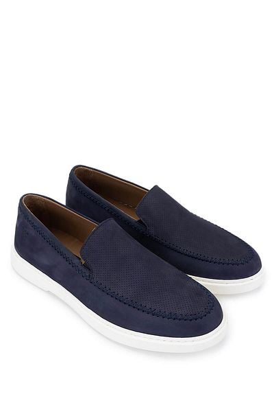 Tamer Tanca Men's Genuine Leather Navy Nubuck Loafer Shoes