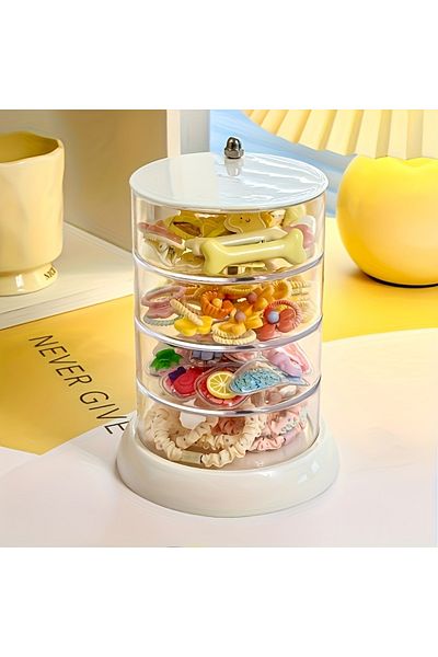 Choice four layers "Elegant Keeper" Princess-Themed Multi-Layer Rotating Jewelry Organizer - Transparent, A
