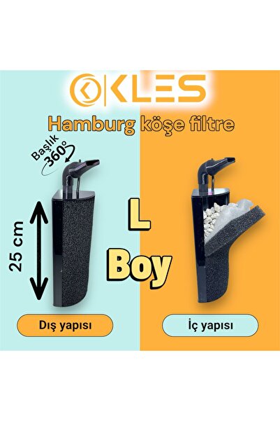 KLES Hamburg Köşe Filtre L boy 25 cm sumplu köşe filtre İÇİ DOLU ,akvaryum fi...