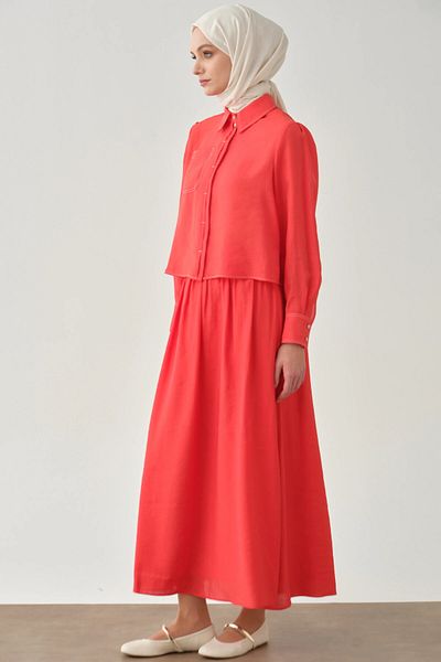 Tuğba Gathered Skirt - Coral