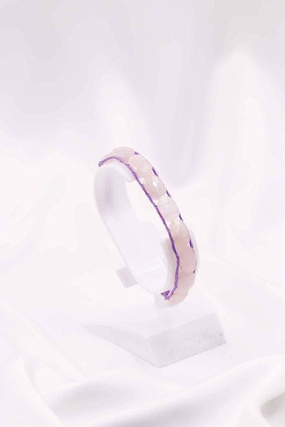 SAURACHI Pink Quartz Stone Natural Stone Rolex Bracelet Staircase Elevator Closure Adjustable