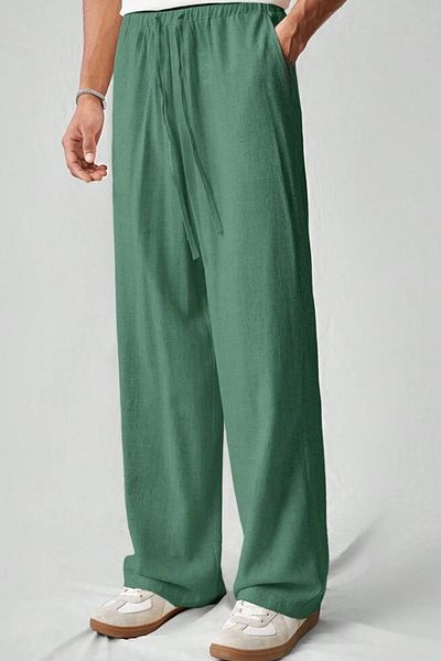 North London Men's Linen Blended Oversize Wide Leg Trousers