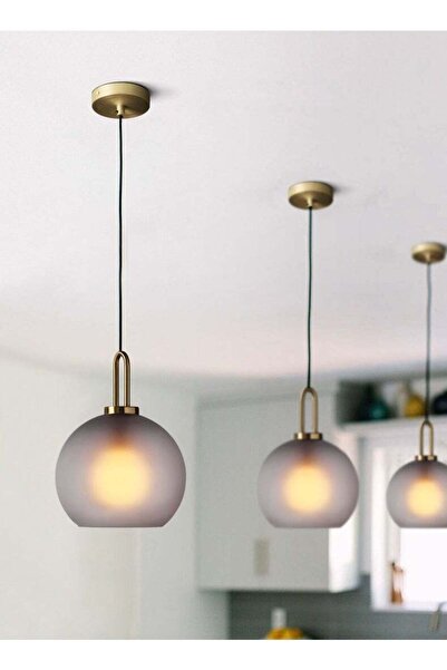 COOYA مصباح معلق كروي مزخرف، غطاء زجاجي، غائر، برغي E27، ارتفاع قابل للتعديل، رمادي