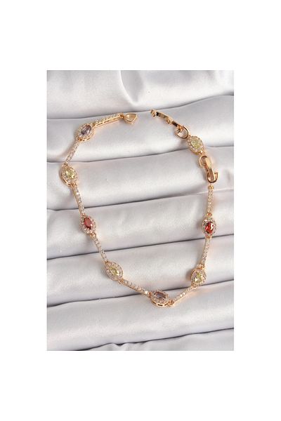 Skygo Brass Gold Color Colorful Drop Zircon Stone Women's Bracelet - Tj-Bb6874