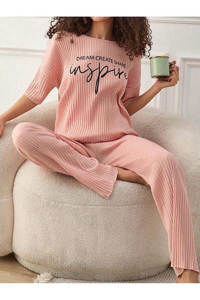 VG BOND MODA Comfortable Mold Fitilha Printed Women's Pajamas Setvg175