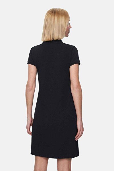 UCLA Madeira Black Polo Neck Embroidered Standard Fit Women's Dress