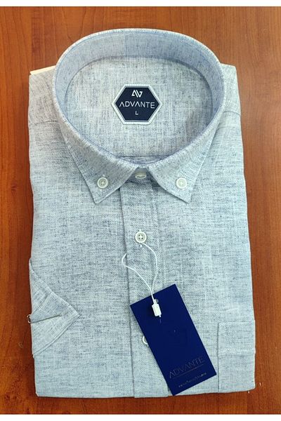 ADVANTE Güncüoglu 100% Cotton Short Sleeve Pocket Collar Buttoned Solid Color Classic Men's Shirt
