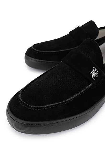 Tamer Tanca Мъжки черни велурени мокасини от естествена кожа