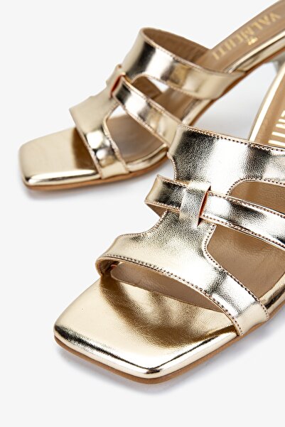 Valmenti Γυναικείες Vegan χρυσές παντόφλες με τακούνι