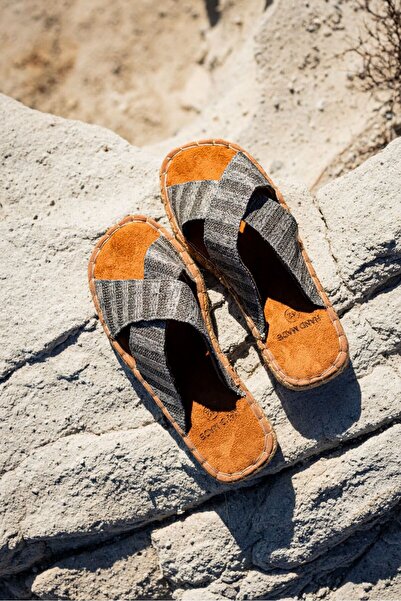 by selvi Lukka Shoes Чоловічі тапочки Zeta з сірими смужками та перехресним полотном