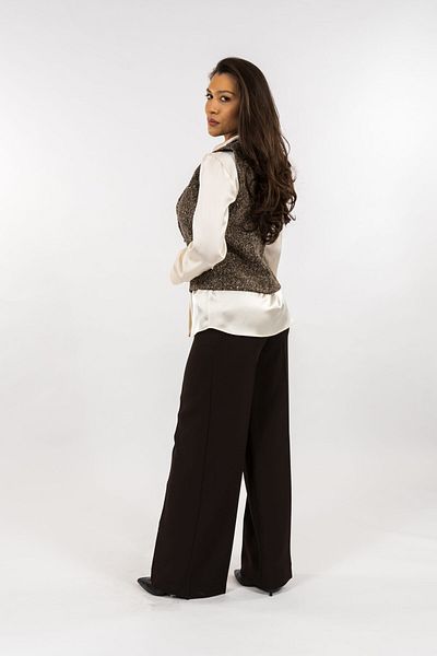 Gorgeaux Zoe Black Shirt Vest and Pants Set - 5XL(50)