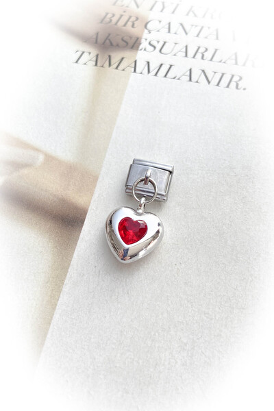 roshel Silver Color Tarnish-Free Italian Bracelet Heart and Stone Charm 9 Dif...