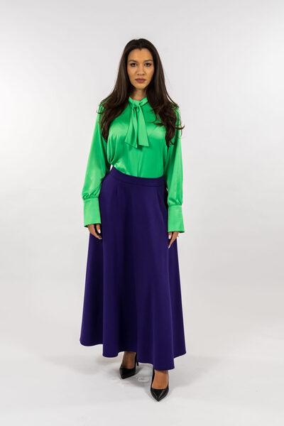 Gorgeaux Green Blouse and Electric Blue Skirt Set Otniela - 3XL(46)
