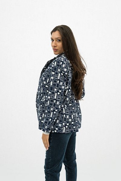 Gorgeaux Blue Printed Jacket and Knit Blouse Set - 3XL(46)