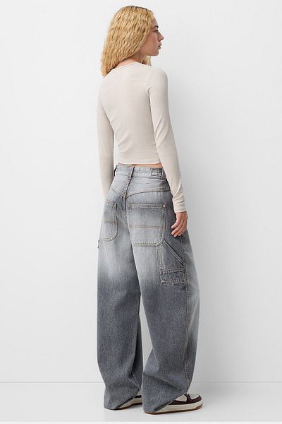 VODENS Ανοιχτό μπεζ Crew Neck Basic Ultra Soft 100% βαμβακερό μακρυμάνικο κορμάκι