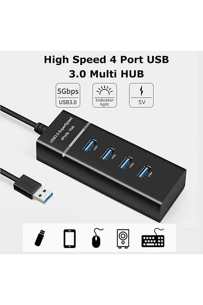 Generic 4-Port USB 3.0 Super Speed Hub Black