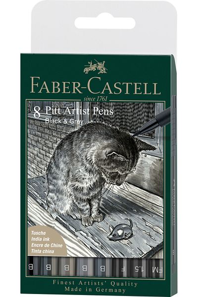Faber Castell Pitt Artist Pen Set 8 Pcs Black & Grey Faber-Castell