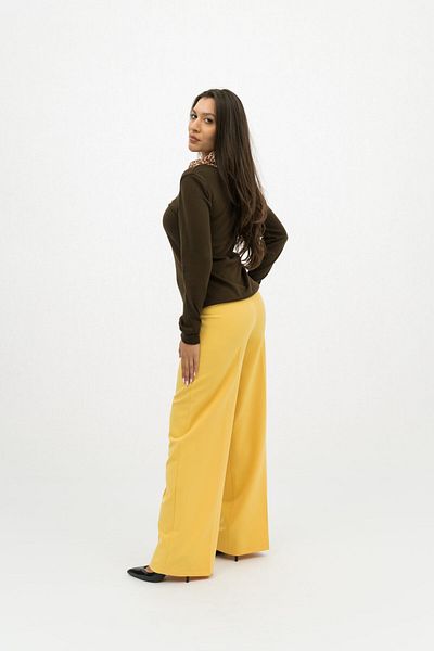 Gorgeaux Brown Blouse and Yellow Pants Set Ina - 3XL(46)