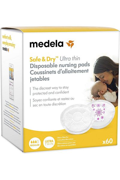 Medela Safe & Dry Ultra Thin Disposable Nursing Pads, 60 Count Breast Pads, Leakproof