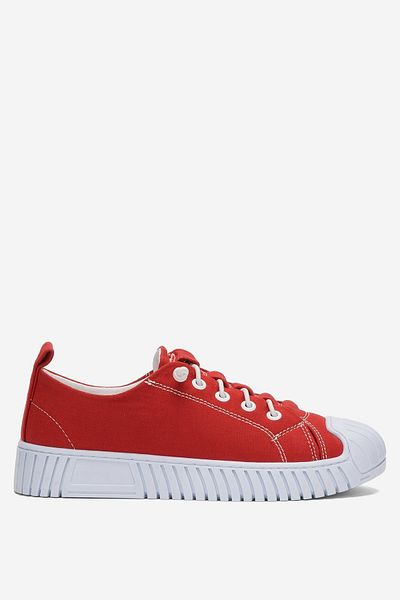 Liger Unisex Easy to Wear Rubber Laced Sports Linen Sneaker Shoes Red