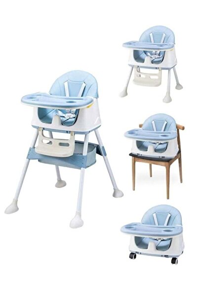 COOYA 3 In 1 Baby Folding Recline Feeding High Chair, Height Adjustable with Removable Plate(Blue)