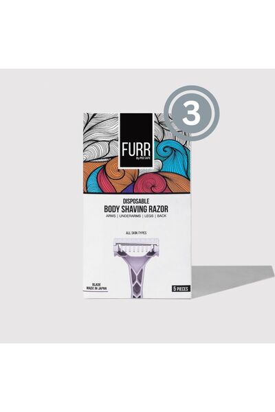 Furr ماكينة حلاقة للجسم للاستخدام مرة واحدة، 5 شفرات، (عبوة من 3 قطع)