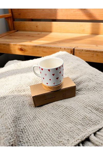 qtahya homes queen of kütahya Limba Modern Mug with Wooden Base Mug Ceramic
