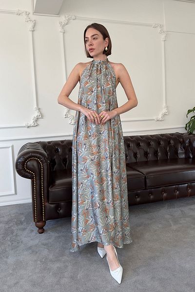 MAGARDE Zebra Pattern Satin Dress - Green