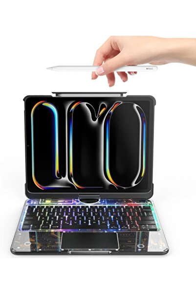 UMD APPLE İPAD 10. NESİL 10.9 İNÇ UYUMLU 360 DERECE DÖNEBİLEN TRANSPARAN TASARIM KLAVYELİ KILIF