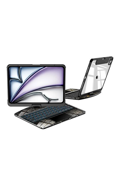 UMD APPLE İPAD 10. NESİL 10.9 İNÇ UYUMLU 360 DERECE DÖNEBİLEN TRANSPARAN TASARIM KLAVYELİ KILIF