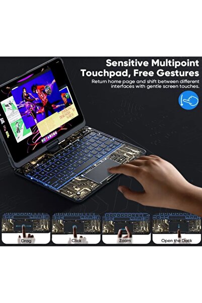 UMD APPLE İPAD 10. NESİL 10.9 İNÇ UYUMLU 360 DERECE DÖNEBİLEN TRANSPARAN TASARIM KLAVYELİ KILIF