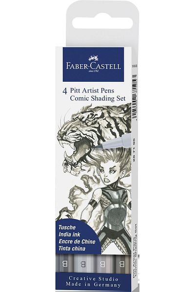 Faber Castell Pitt Artist Pen Set 4 Comic Grey Faber-Castell